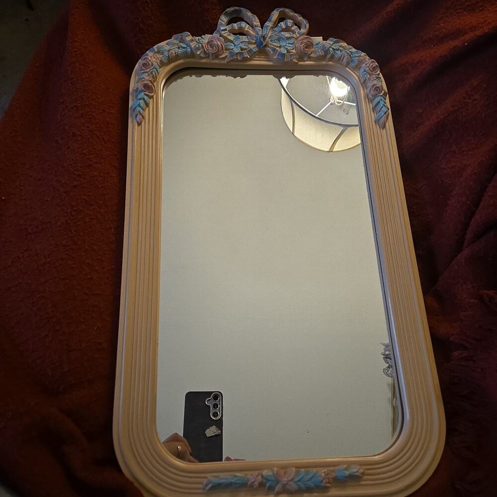 HomcoHome Interior Wall Mirror Ribbons Bows Roses Cottagecore Grand 24x14